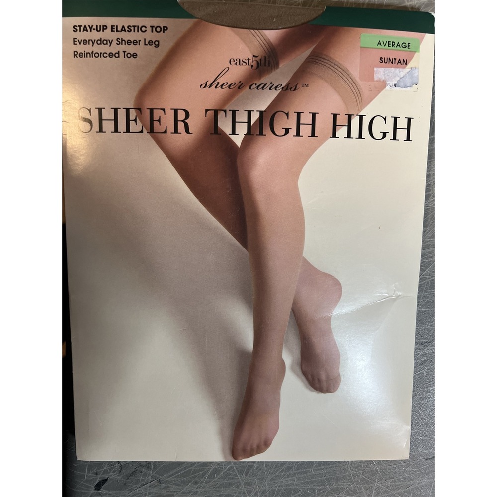 J. C. Penny Sheer Thigh Highs‎ Suntan Size Average  NOS Stay Elastic Top